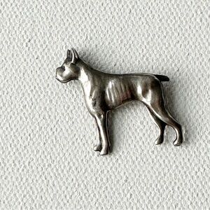 Beau Sterling Silver Boston Terrier Boxer Dog Brooch Pin